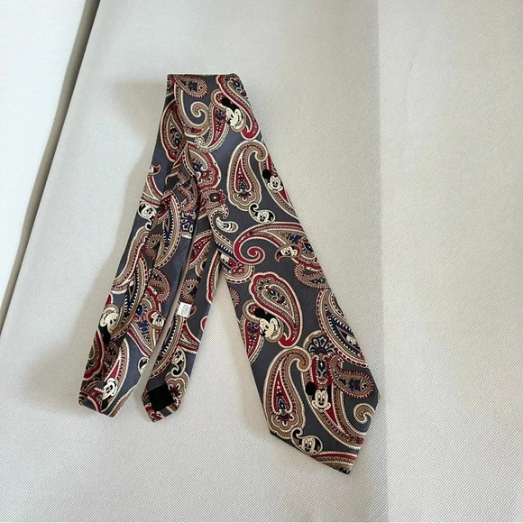 Vintage Tie Mickey Mouse Paisley Print Gray W 3.5 "X L 58.5" All Silk - Picture 3 of 6